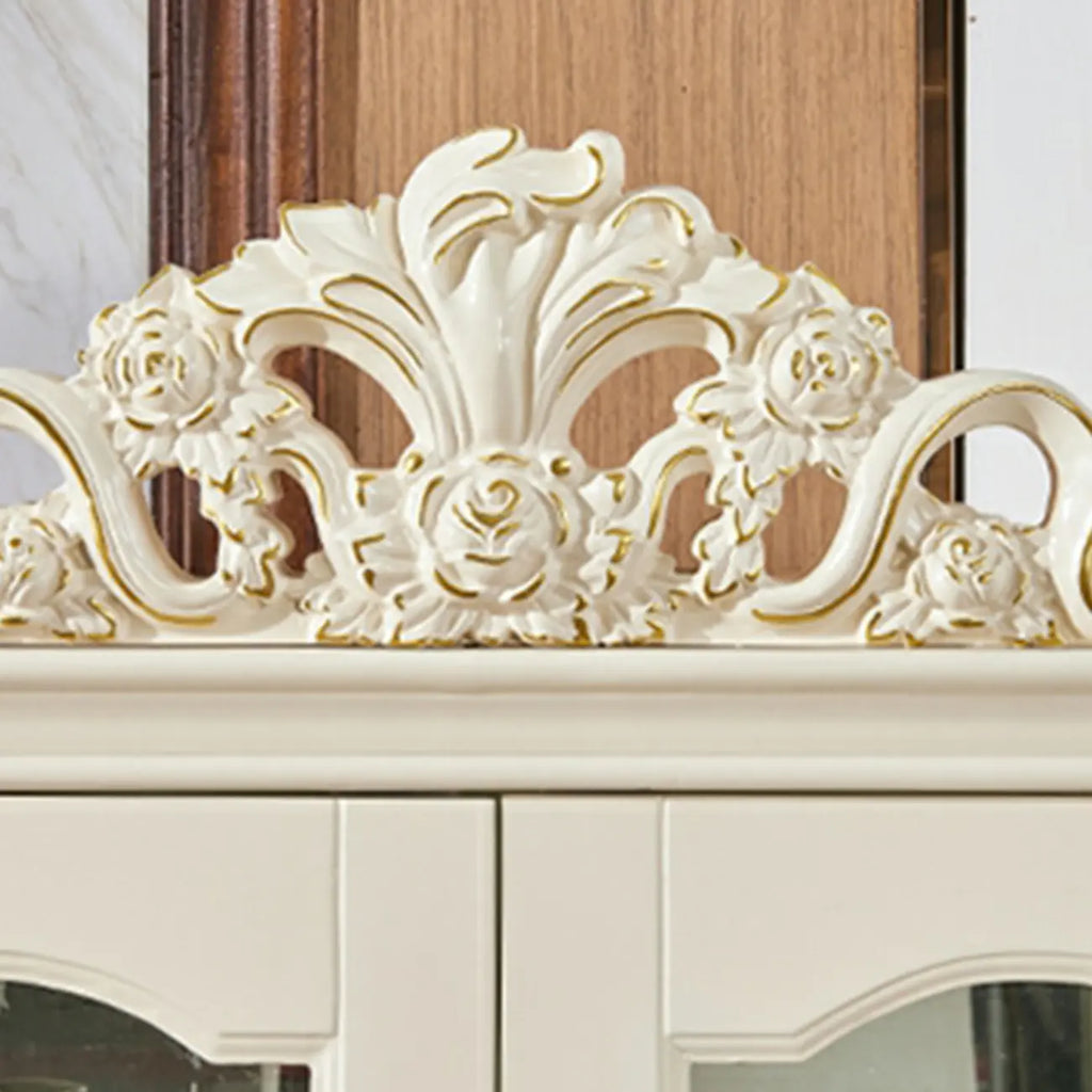 Vitrine glamour en bois blanc et verre avec tiroirs