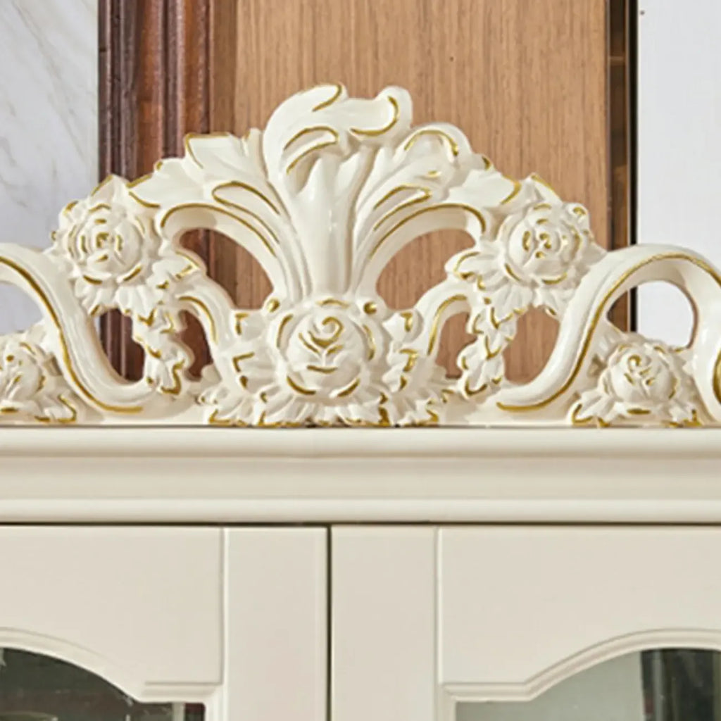 Vitrine glamour en bois blanc et verre avec tiroirs