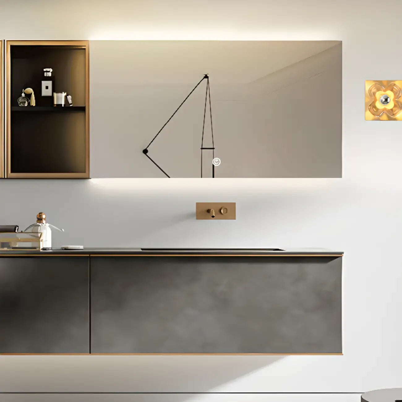 Applique murale LED moderne et élégante en verre avec motif floral