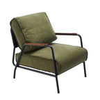 Fauteuil d'appoint moderne en cuir avec coussin et accoudoirs en métal