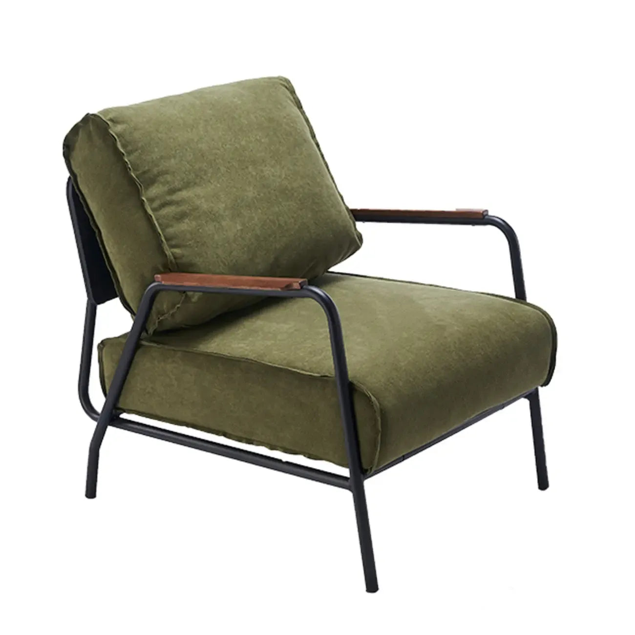 Fauteuil d'appoint moderne en cuir avec coussin et accoudoirs en métal