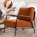 Fauteuil d'appoint moderne en cuir avec coussin et accoudoirs en métal
