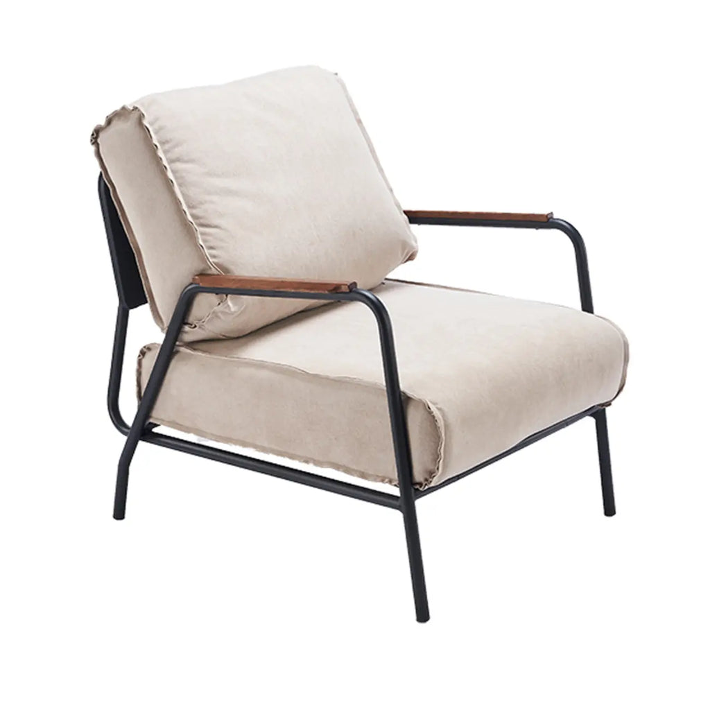 Fauteuil d'appoint moderne en cuir avec coussin et accoudoirs en métal