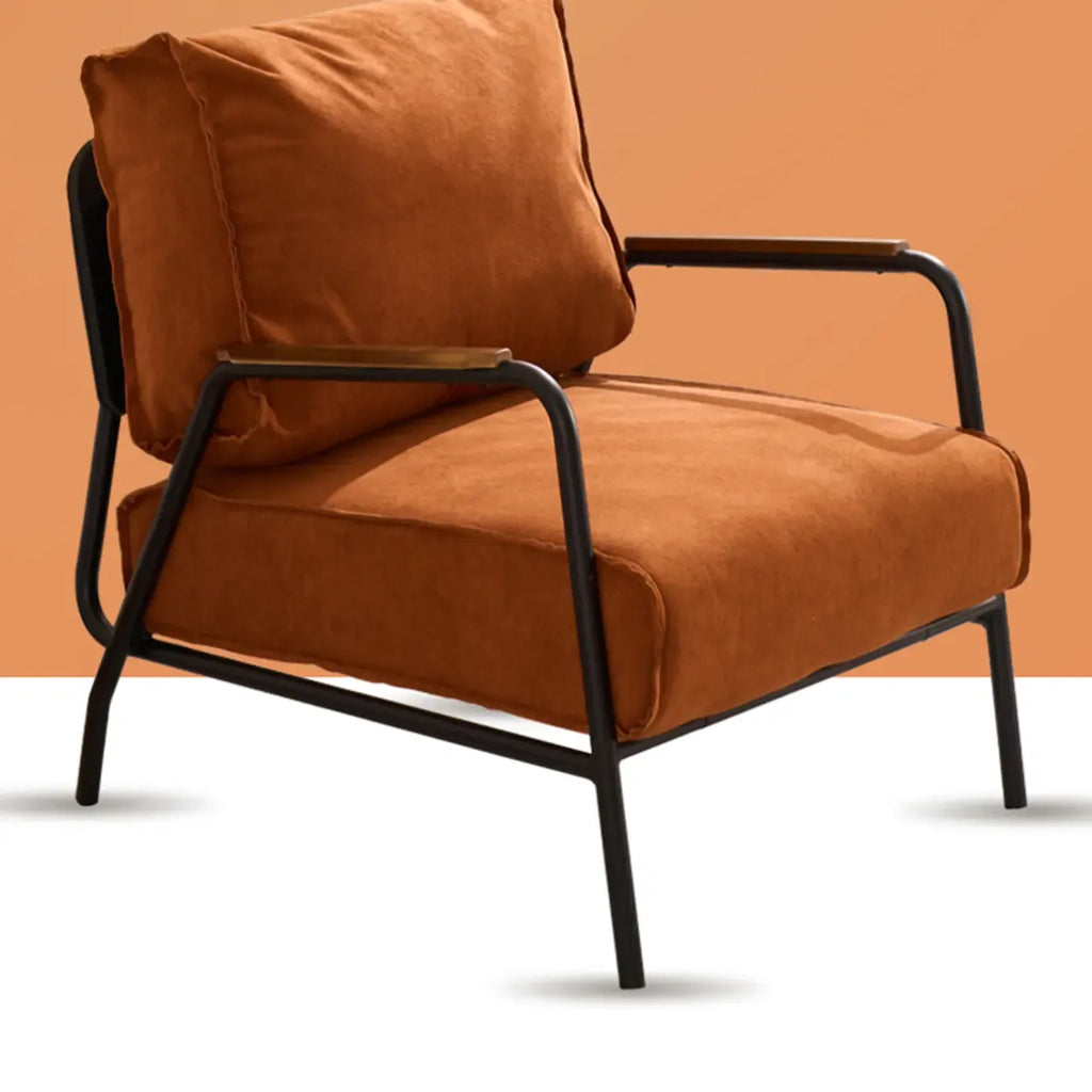 Fauteuil d'appoint moderne en cuir avec coussin et accoudoirs en métal