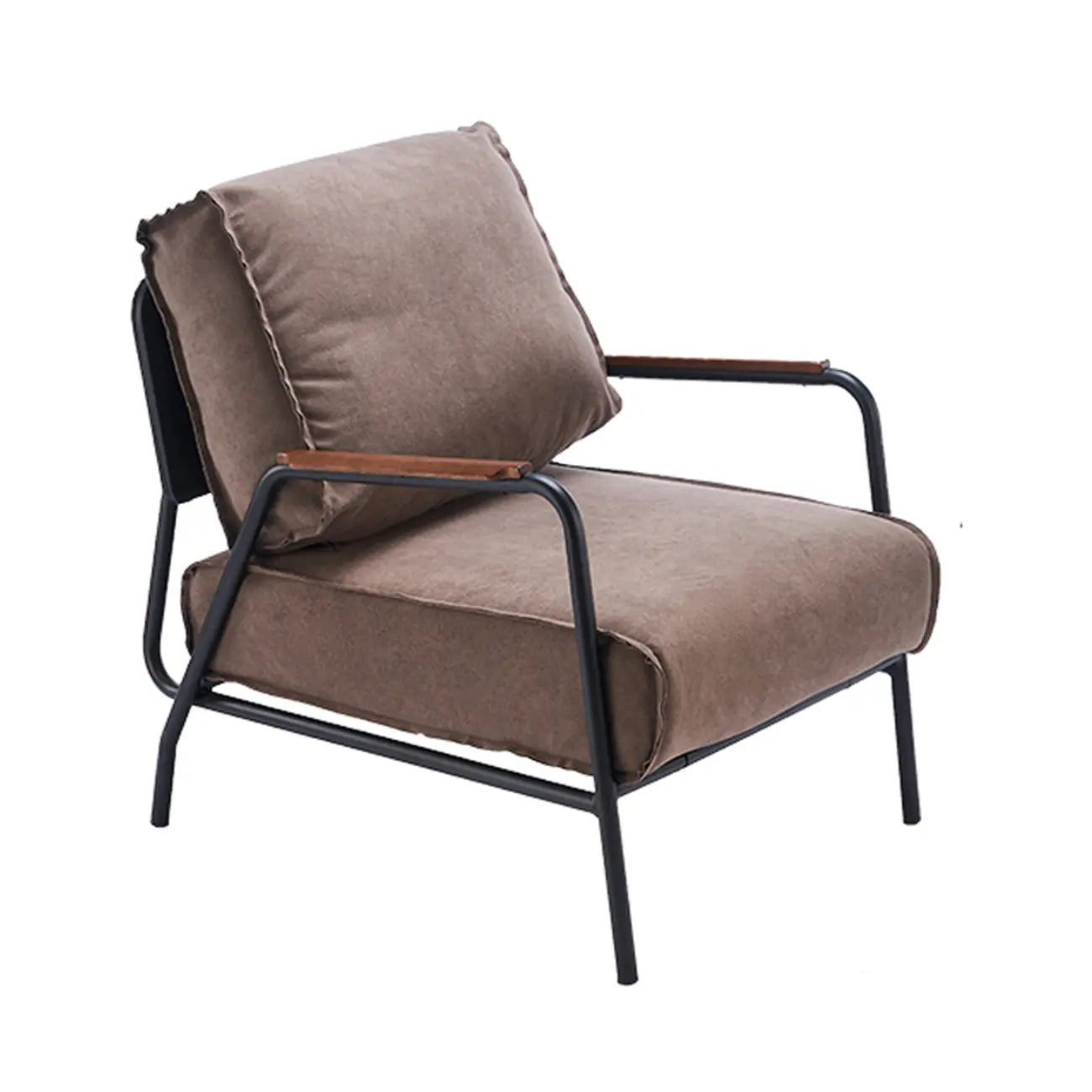 Fauteuil d'appoint moderne en cuir avec coussin et accoudoirs en métal