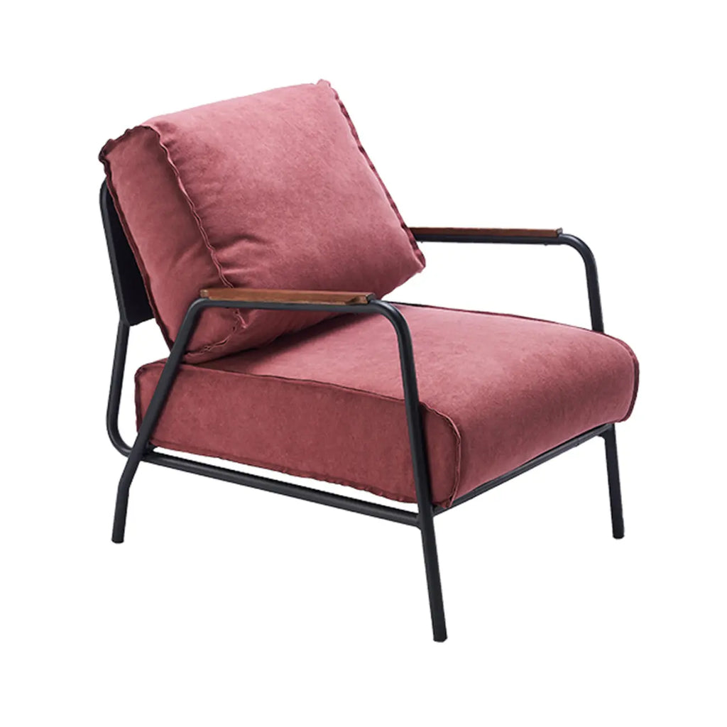 Fauteuil d'appoint moderne en cuir avec coussin et accoudoirs en métal