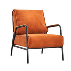 Fauteuil d'appoint moderne en cuir avec coussin et accoudoirs en métal