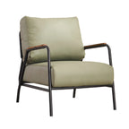 Fauteuil d'appoint moderne en cuir avec coussin et accoudoirs en métal