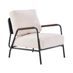 Fauteuil d'appoint moderne en cuir avec coussin et accoudoirs en métal