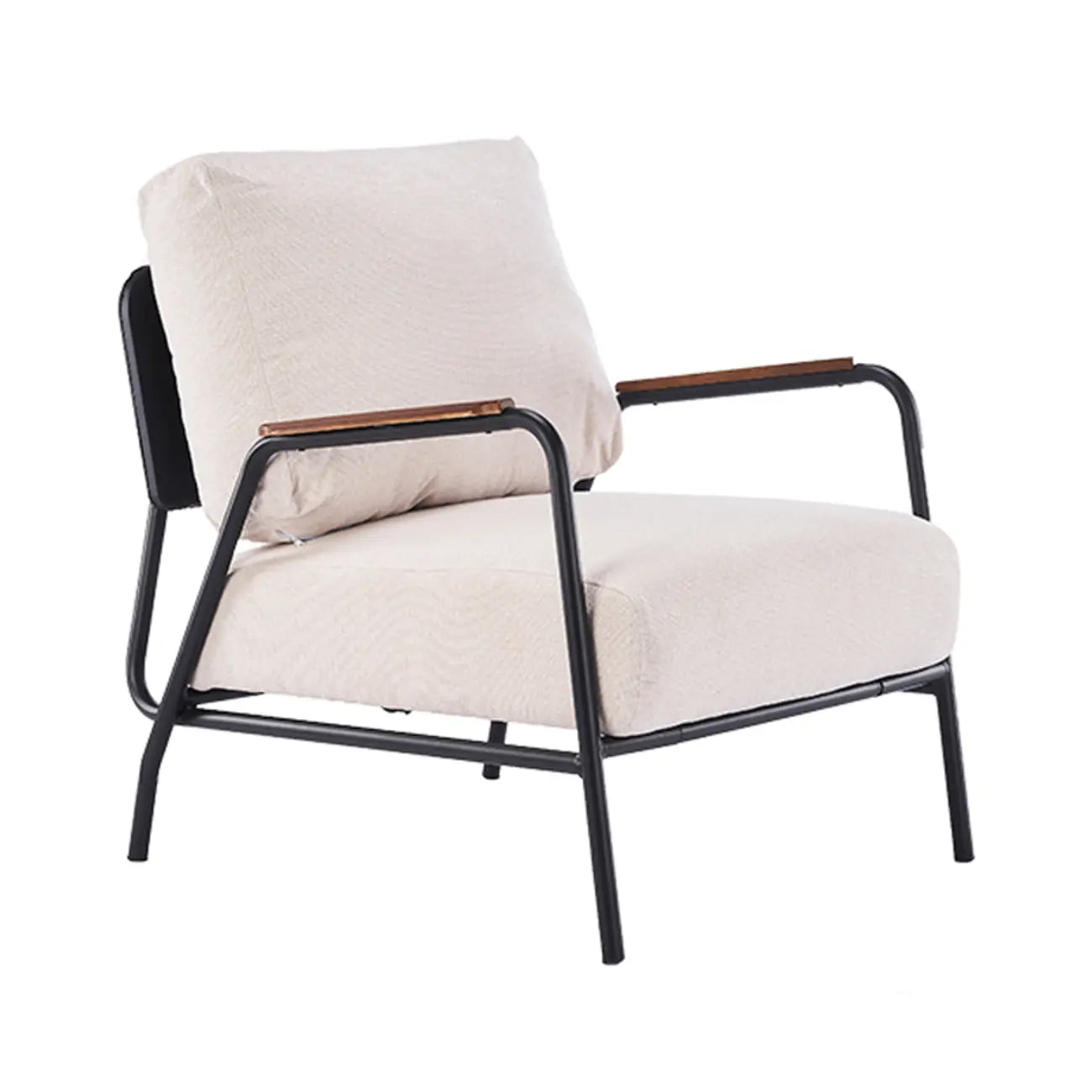 Fauteuil d'appoint moderne en cuir avec coussin et accoudoirs en métal