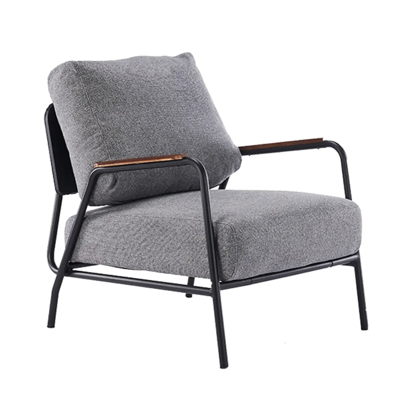 Fauteuil d'appoint moderne en cuir avec coussin et accoudoirs en métal
