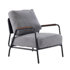 Fauteuil d'appoint moderne en cuir avec coussin et accoudoirs en métal