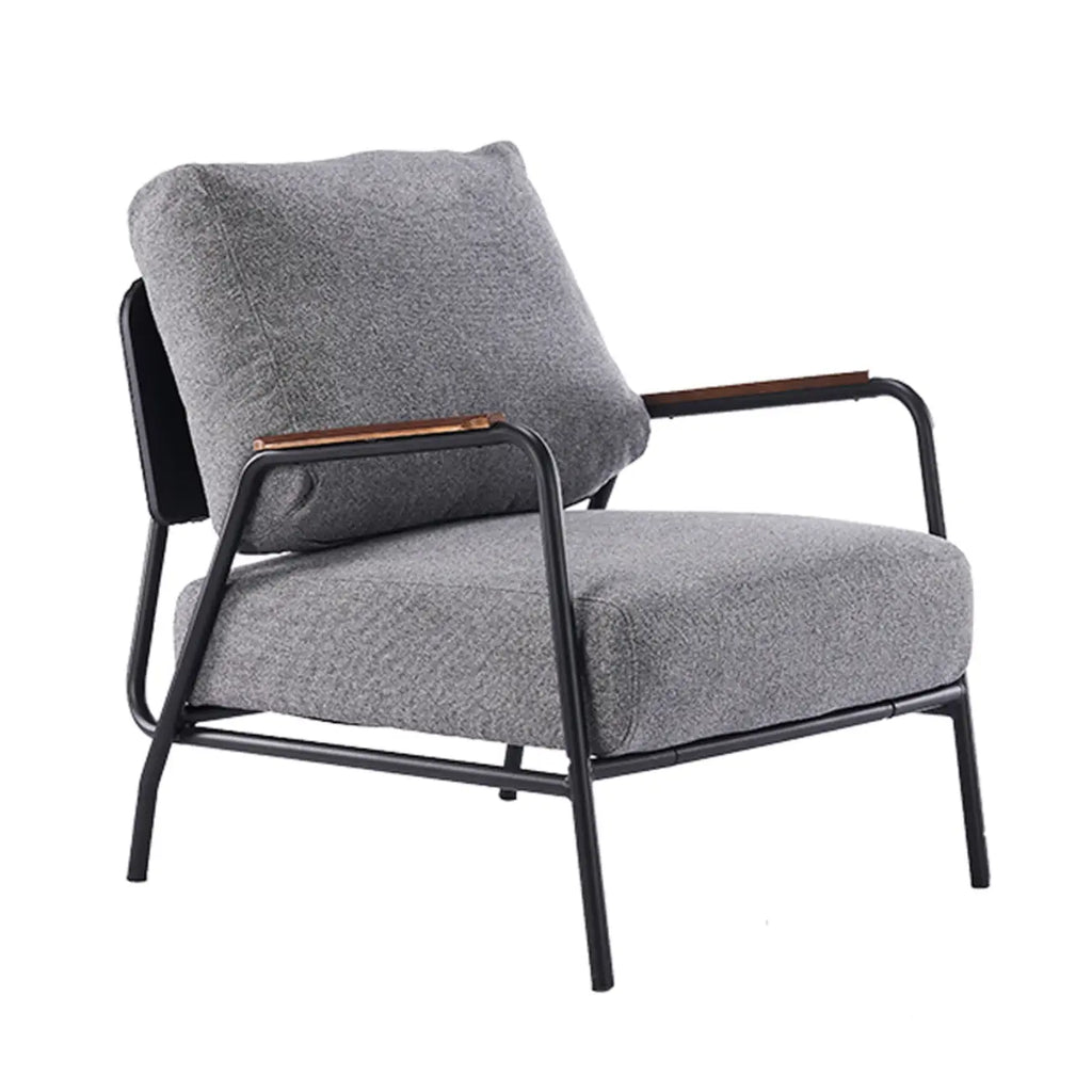 Fauteuil d'appoint moderne en cuir avec coussin et accoudoirs en métal