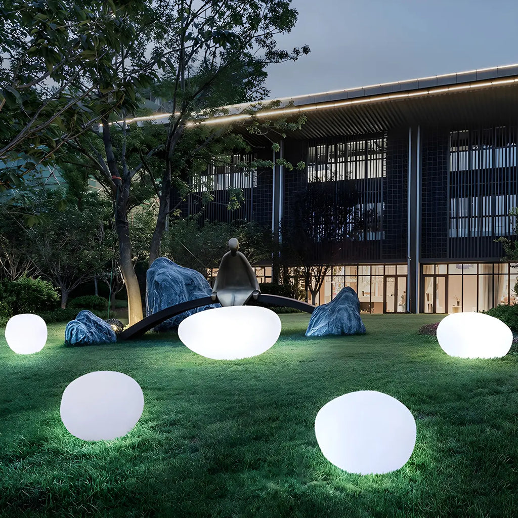 Lampe de jardin LED blanche en forme de pierre pour la décoration de pelouse