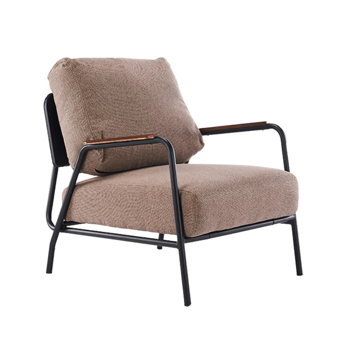 Fauteuil d'appoint moderne en cuir avec coussin et accoudoirs en métal