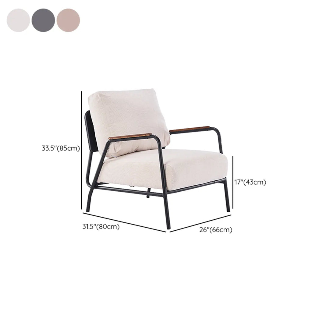 Fauteuil d'appoint moderne en cuir avec coussin et accoudoirs en métal