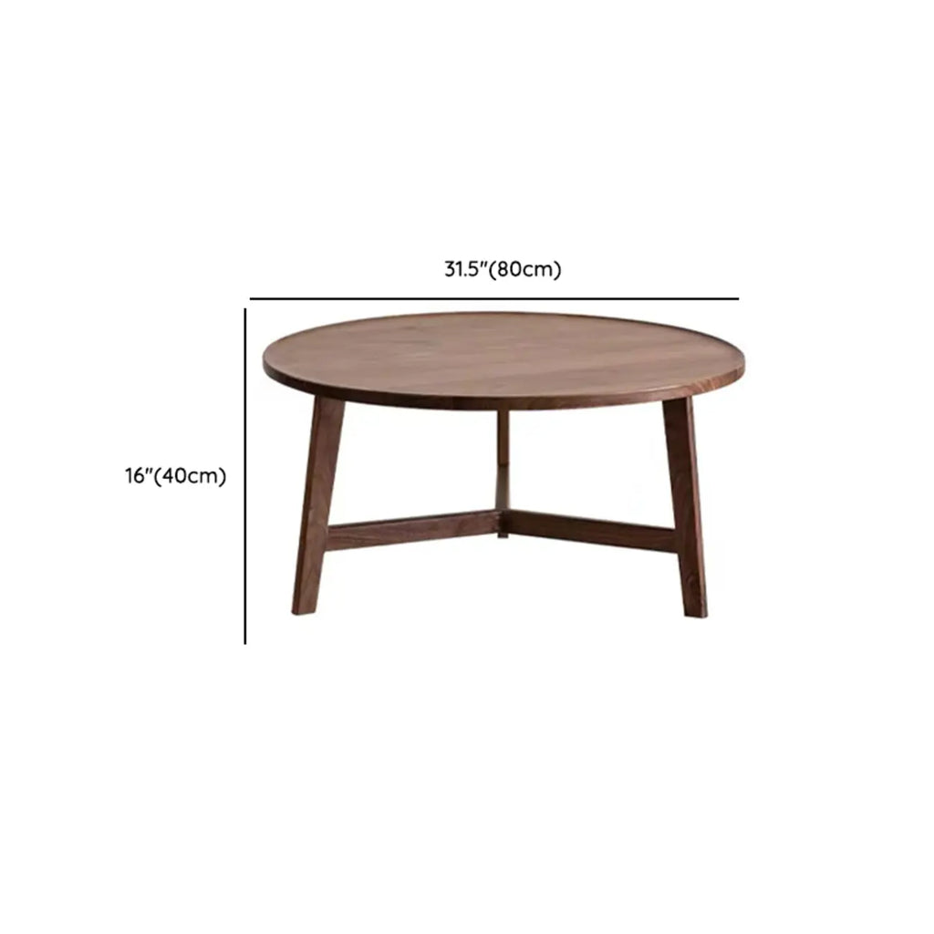 Ensemble table basse ronde en bois style milieu du siècle avec pieds croisés