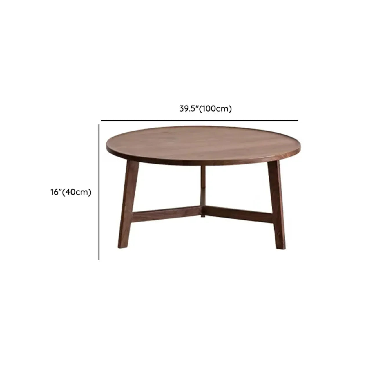 Ensemble table basse ronde en bois style milieu du siècle avec pieds croisés
