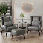 Fauteuil d'appoint moderne en cuir beige avec un coussin