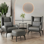 Fauteuil d'appoint moderne en cuir beige avec un coussin
