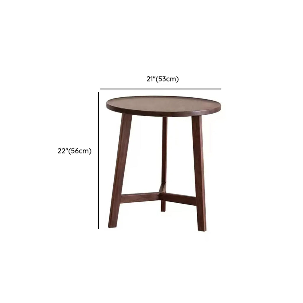 Ensemble table basse ronde en bois style milieu du siècle avec pieds croisés