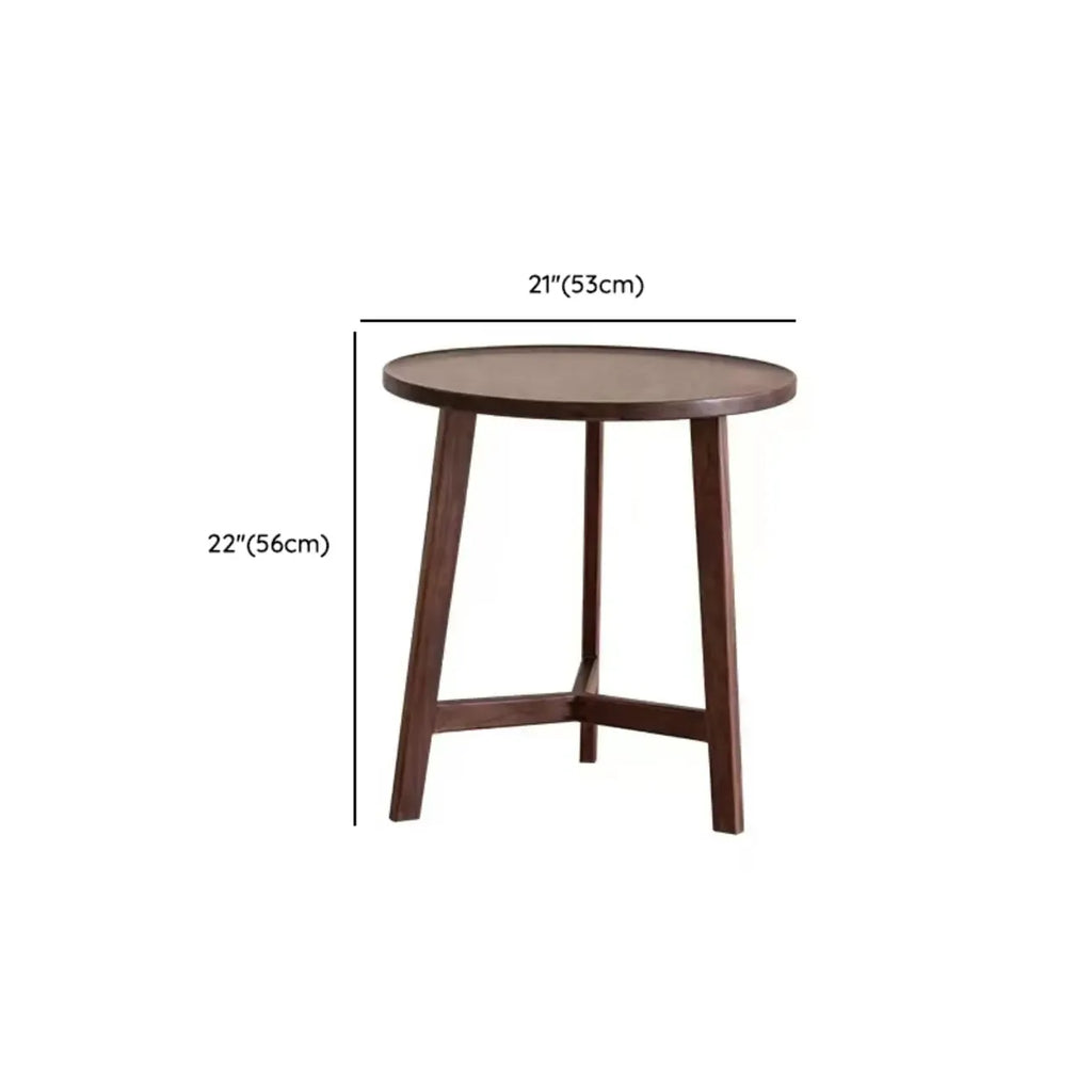 Ensemble table basse ronde en bois style milieu du siècle avec pieds croisés
