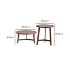 Ensemble table basse ronde en bois style milieu du siècle avec pieds croisés