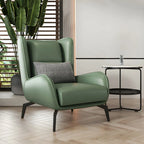 Fauteuil d'appoint moderne en cuir beige avec un coussin