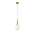Lampe de chevet enfant en verre blanc avec suspension tulipe