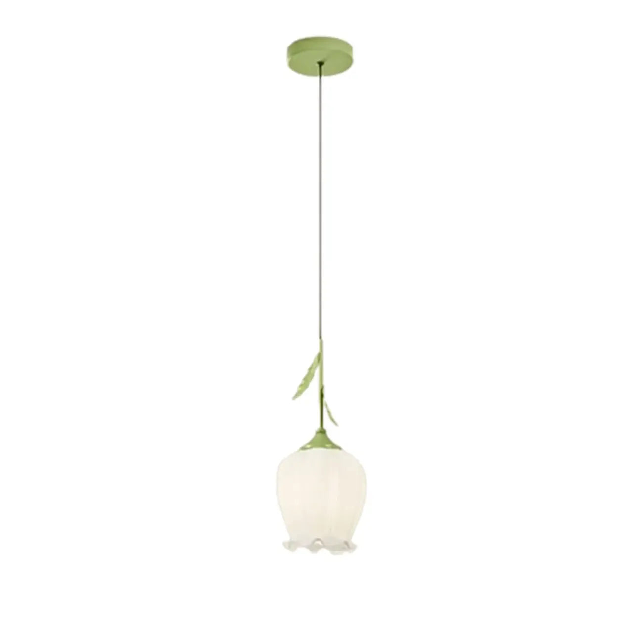 Lampe de chevet enfant en verre blanc avec suspension tulipe