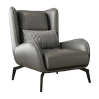 Fauteuil d'appoint moderne en cuir beige avec un coussin