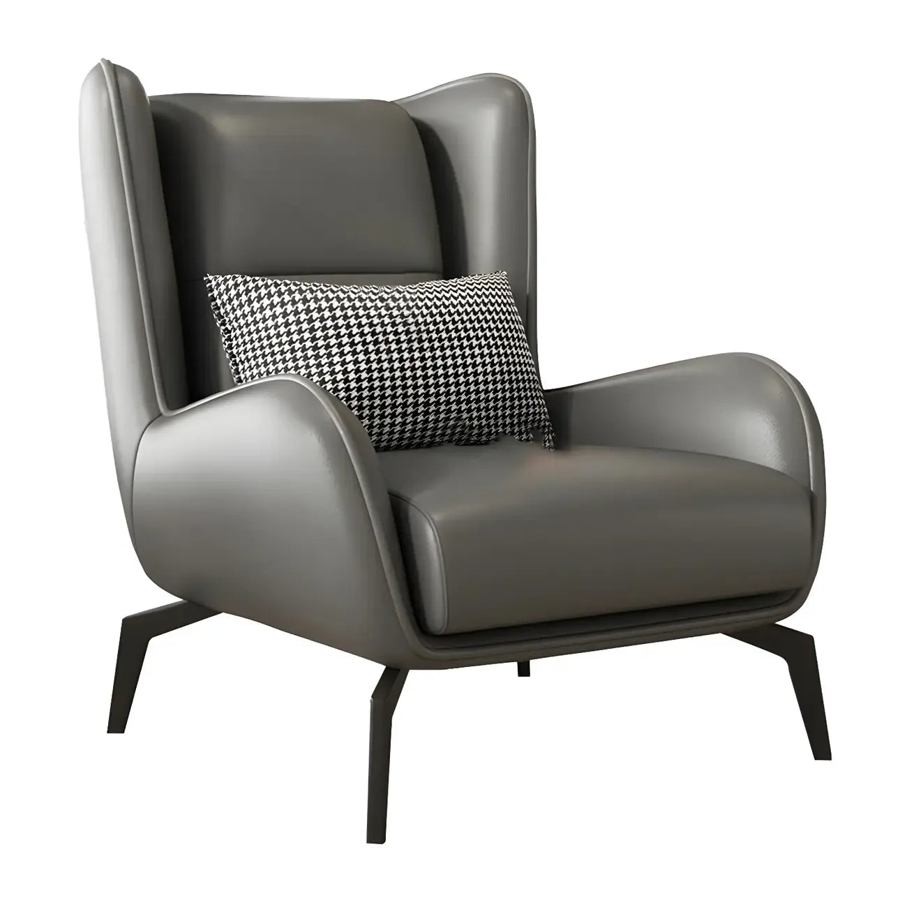 Fauteuil d'appoint moderne en cuir beige avec un coussin
