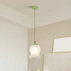 Lampe de chevet enfant en verre blanc avec suspension tulipe