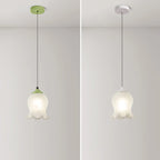 Lampe de chevet enfant en verre blanc avec suspension tulipe