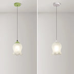 Lampe de chevet enfant en verre blanc avec suspension tulipe