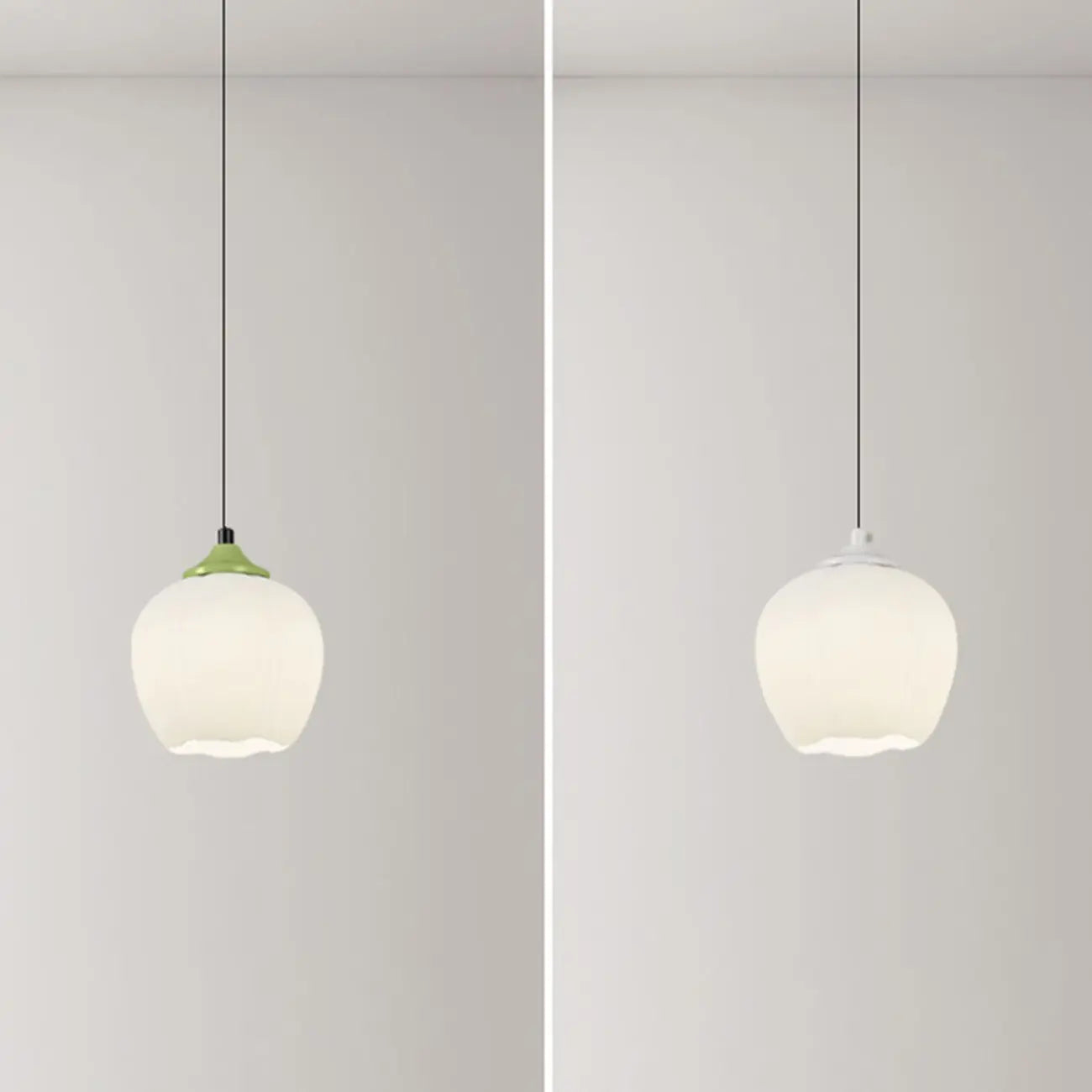 Lampe de chevet enfant en verre blanc avec suspension tulipe