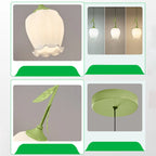 Lampe de chevet enfant en verre blanc avec suspension tulipe