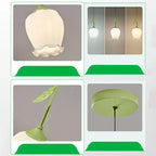 Lampe de chevet enfant en verre blanc avec suspension tulipe