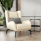 Fauteuil d'appoint moderne en cuir beige avec un coussin