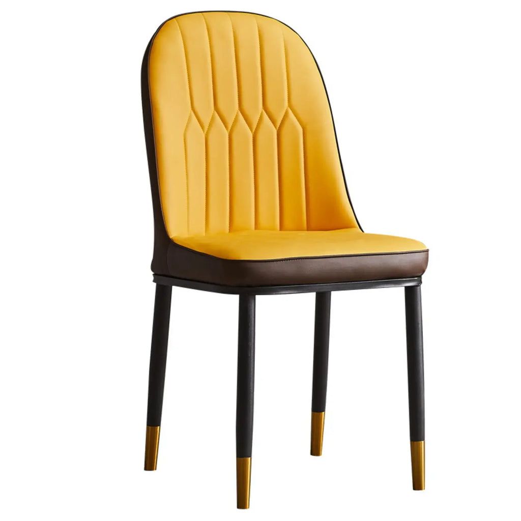 Chaise de salle à manger moderne en cuir rembourrée avec dossier haut