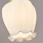 Lampe de chevet enfant en verre blanc avec suspension tulipe