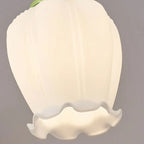 Lampe de chevet enfant en verre blanc avec suspension tulipe
