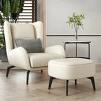 Fauteuil d'appoint moderne en cuir beige avec un coussin