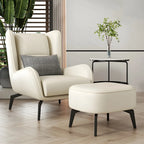 Fauteuil d'appoint moderne en cuir beige avec un coussin
