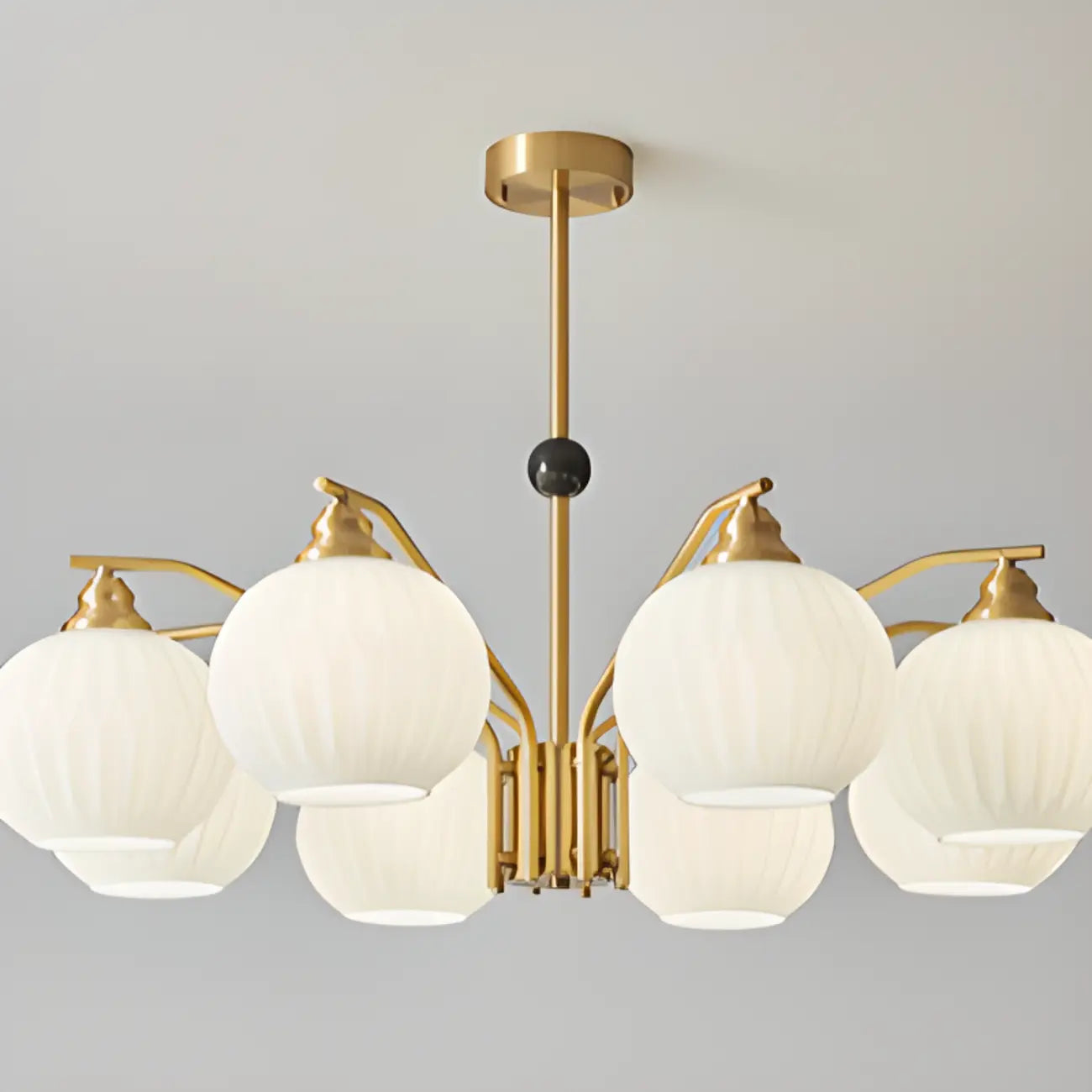 Lustre moderne à 8 lumières en verre avec globe et hauteur réglable