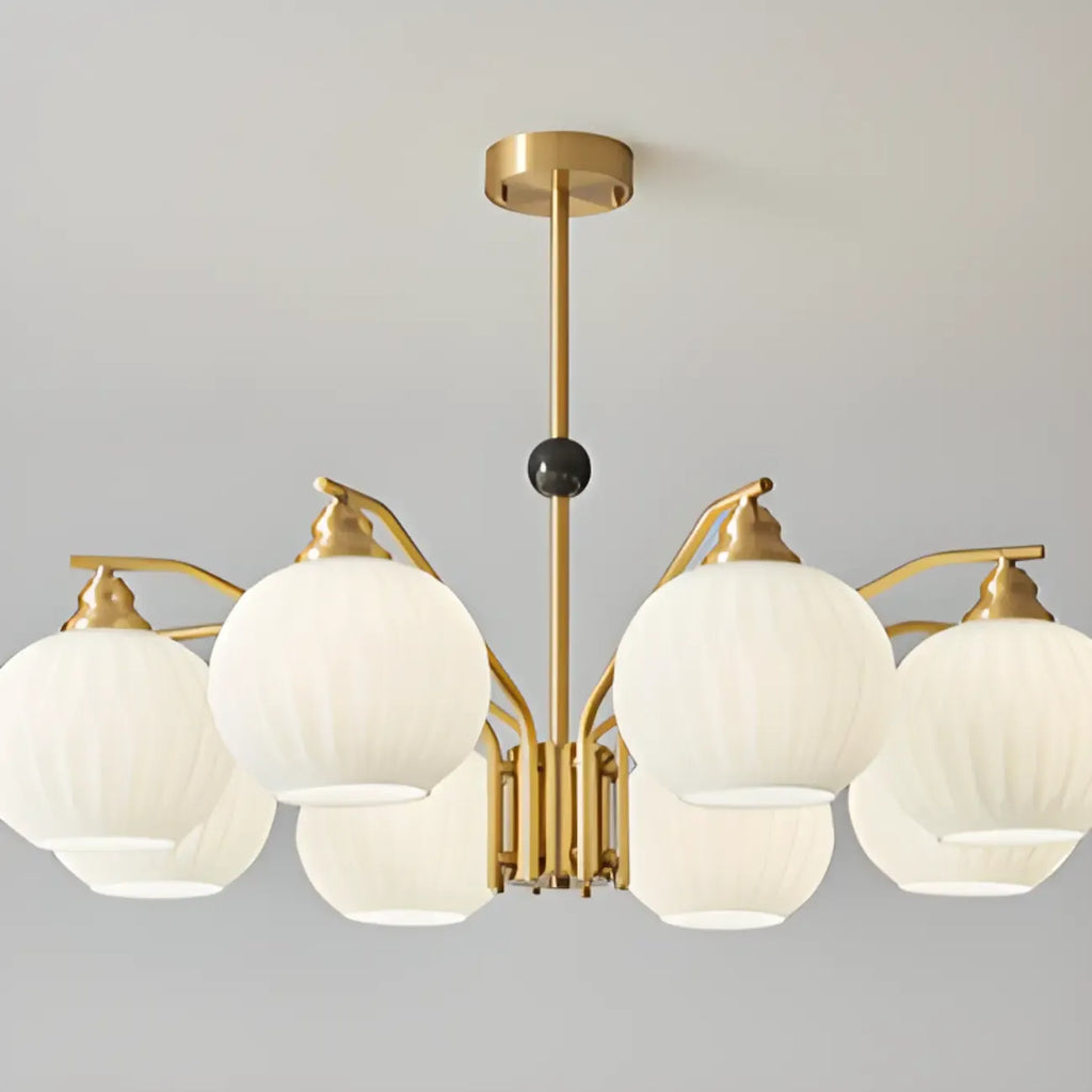 Lustre moderne à 8 lumières en verre avec globe et hauteur réglable