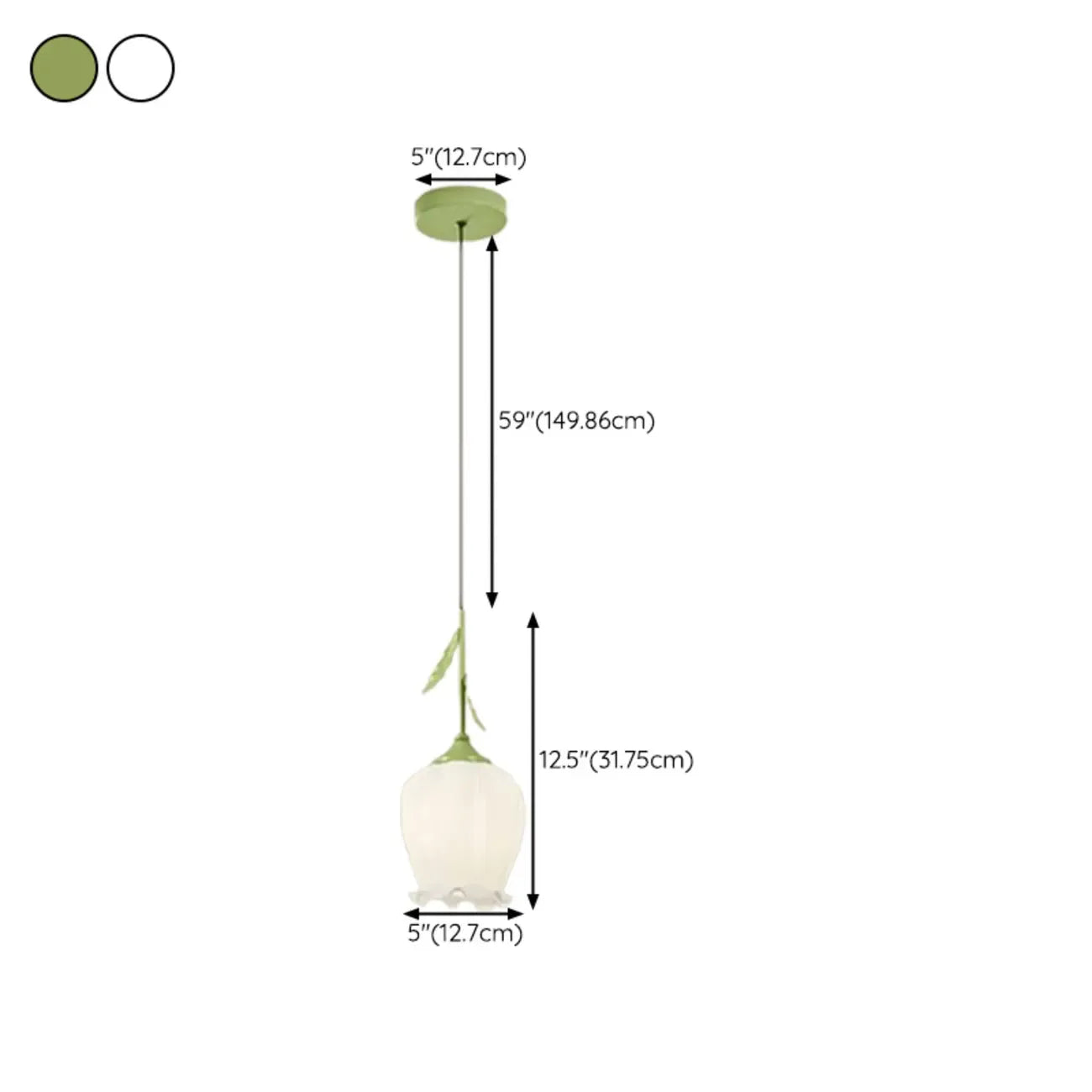 Lampe de chevet enfant en verre blanc avec suspension tulipe