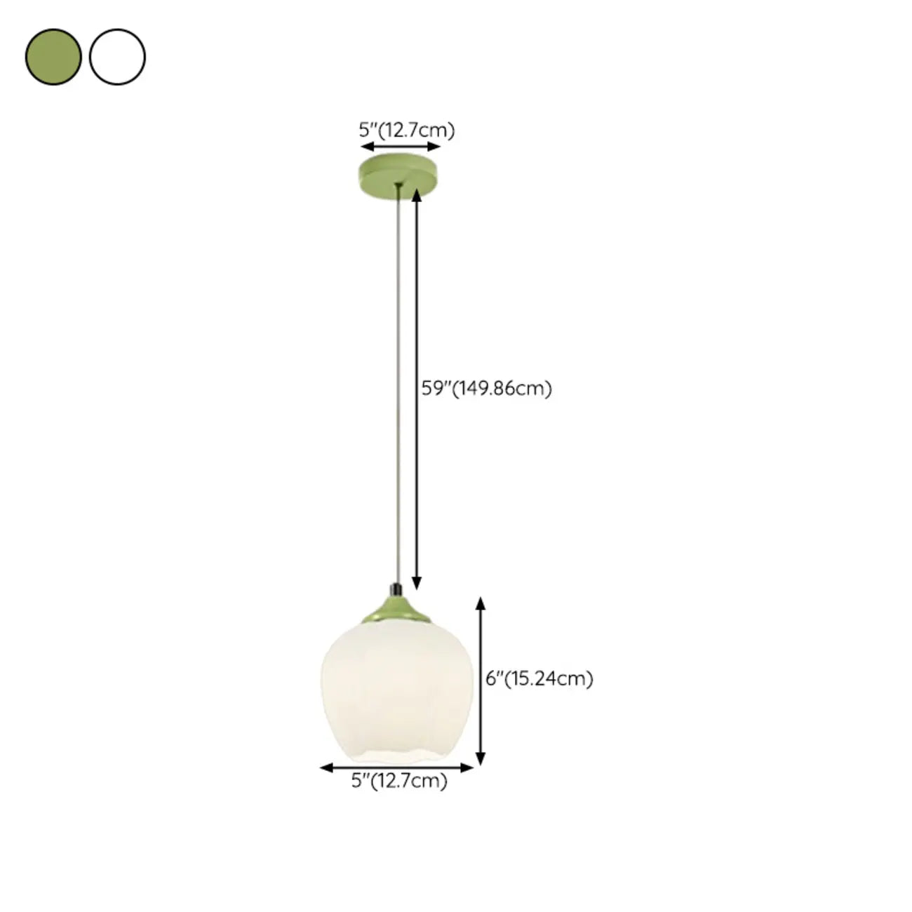 Lampe de chevet enfant en verre blanc avec suspension tulipe