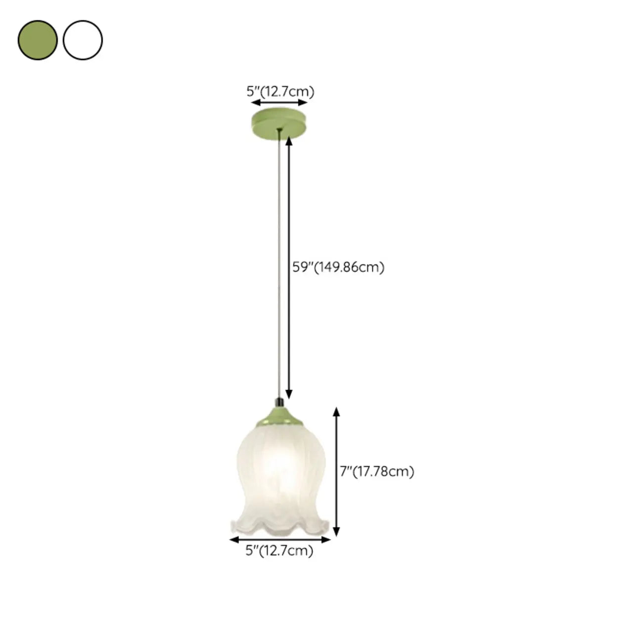 Lampe de chevet enfant en verre blanc avec suspension tulipe
