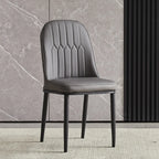 Chaise de salle à manger moderne en cuir rembourrée avec dossier haut